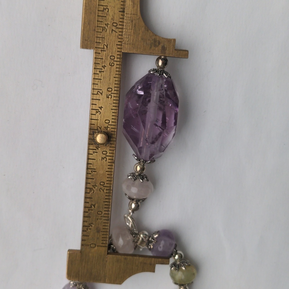 Genuine Gemstone Beaded Necklace, Amethyst Pendant, Silver, Handcrafted, New - Picture 9 of 9